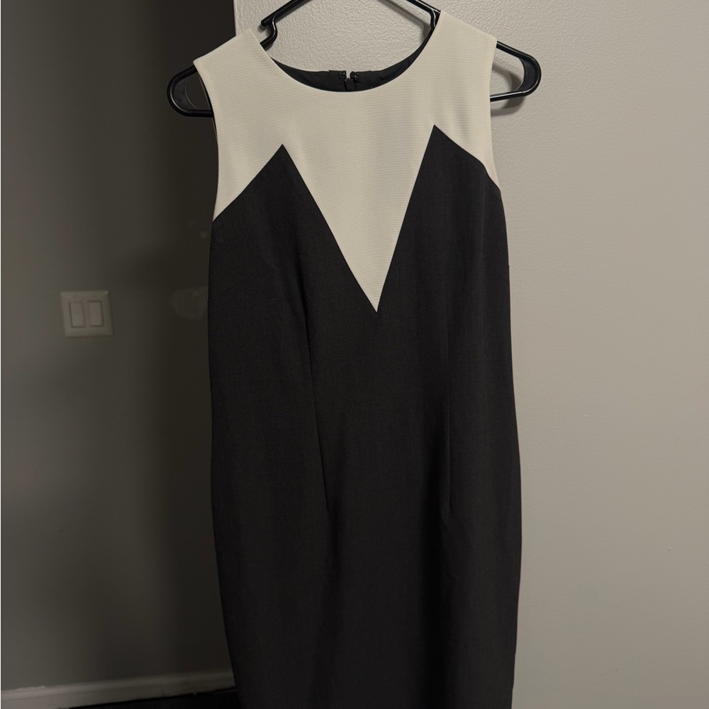 Ann Taylor Factory Black and Cream Midi Dress